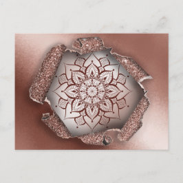 Cartão Postal PAPEL ARMAZENADO DE MANDALA DOURADO rosa