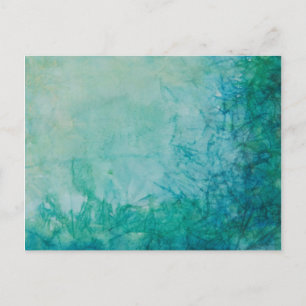 Cartão Postal Papel Com Abstrato De Tinta Azul, Verde E Preta