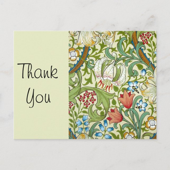 Cartão Postal Papel de parede fino Jardim Lírio de William Morri (Frente)