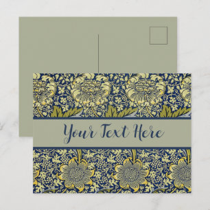 Cartão Postal Papel de Parede Floral William Morris Kennet Azul 