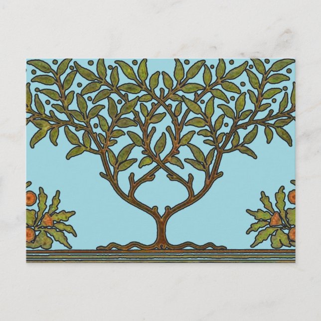 Cartão Postal Papel de Parede Friso Floral de William Morris (Frente)