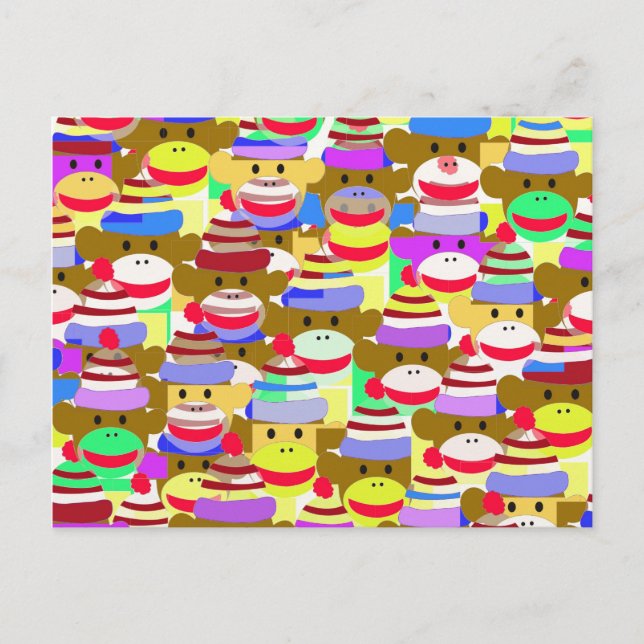 Cartão Postal Papel de parede macaco. (Frente)