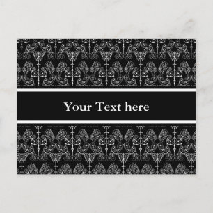 Cartão Postal Papel de parede Vintage Damask - branco + seu back