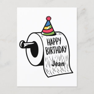 Cartão Postal Papel higiênico com desenho de chapéu de aniversár