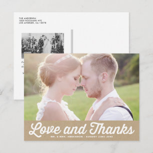 Cartão Postal Papel Kraft Casamento Foto Rótulo de Agradecimento