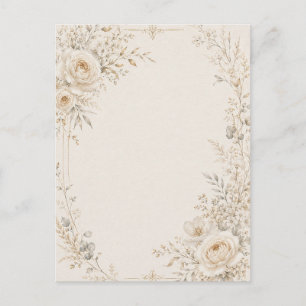 Cartão Postal Papelaria de Casamento com Detalhes Neutros Refina