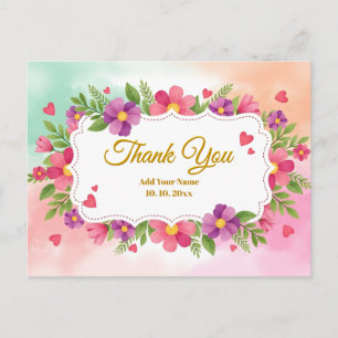 Cartão Postal Papelaria Floral Lírio Graça Agradecimento em Aqua