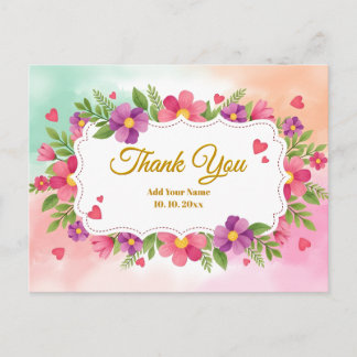 Cartão Postal Papelaria Floral Lírio Graça Agradecimento em Aqua