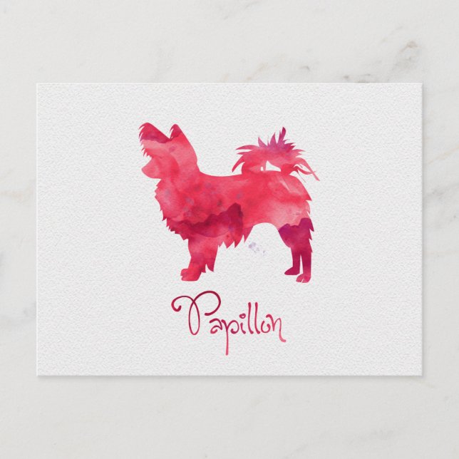Cartão Postal Papillon Watercolor Design (Frente)