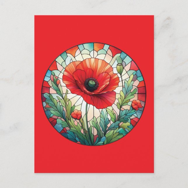 Cartão Postal Papoula de Vidro Manchado (Frente)