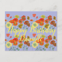 Papoula Vermelha Laranja Roxo Feliz Aniversário Se