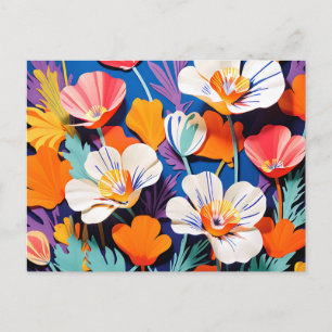 Cartão Postal Papoulas da Califórnia de Arte Pop Ousada