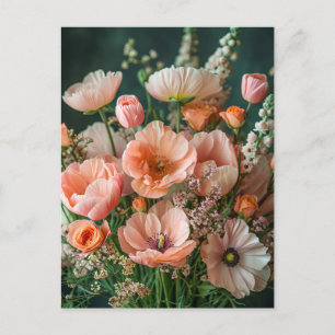 Cartão Postal Papoulas Rosa e Flores de Boca-de-Lobo