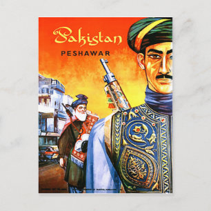 Cartão Postal Paquistão, soldas de Peshawar, viagens vintage