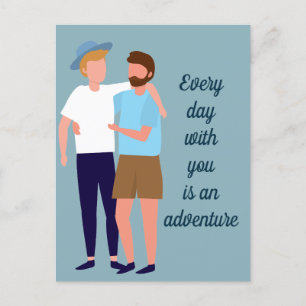 Cartão Postal Par Celebrante de Homens Gays com Citação Personal