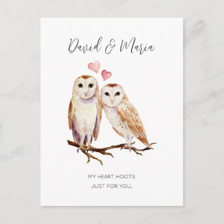 Cartão Postal Par de Corujas Amor Eterno Aniversário