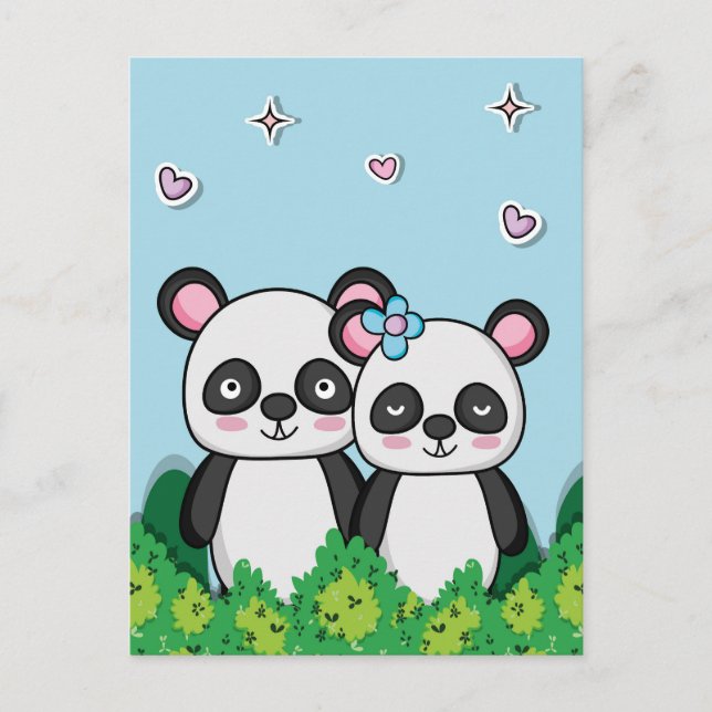Cartão Postal Par de Pandas (Frente)