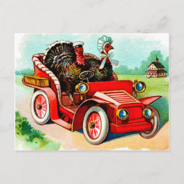 Cartão Postal Par de perus dirigindo carro antigo, vintage
