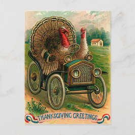 Cartão Postal Par de perus num carro clássico, engraçado vintage