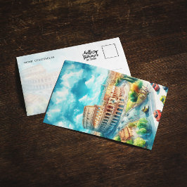 Cartão postal para a cor d'água de Roma Colosseum 