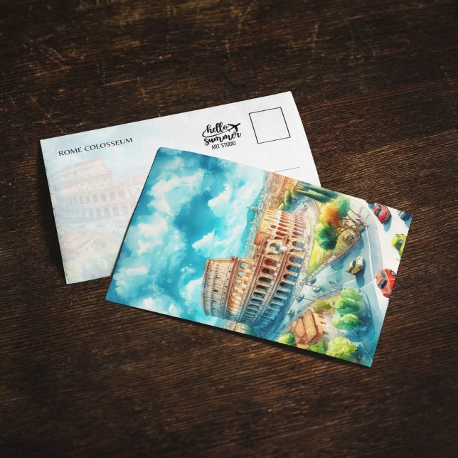Cartão postal para a cor d'água de Roma Colosseum  (Criador carregado)