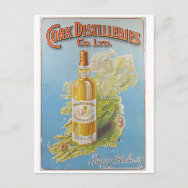 Cartão postal para a entrega de whiskey da Cork Ir (Frente)