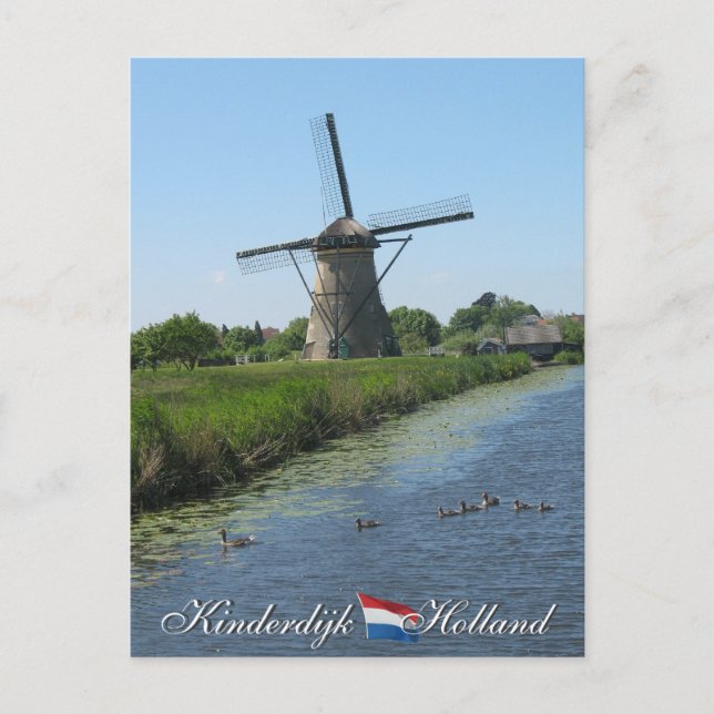 Cartão Postal para a Holanda do Kinderdijk (Frente)