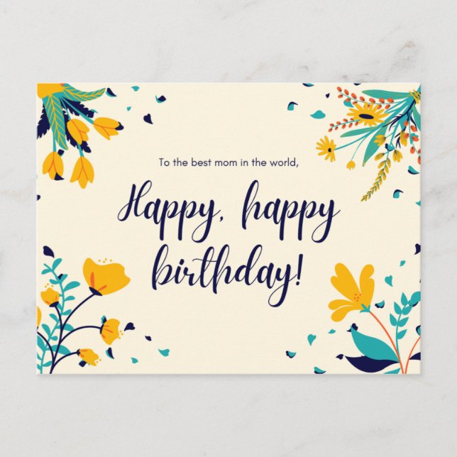 Cartão Postal Para a melhor mãe do mundo Aniversário (Frente)