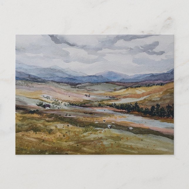 Cartão postal para a paisagem da Escócia (Frente)