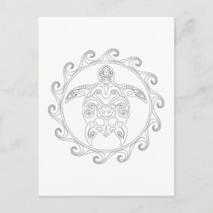 Cartão postal para adultos com tartaruga tribal Ma