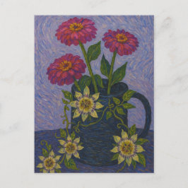 Cartão postal para as flores de Zinnia e Passion