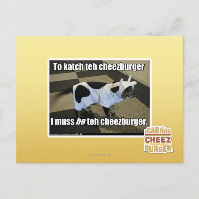 Cartão Postal Para chutar o cheezburger (Frente)