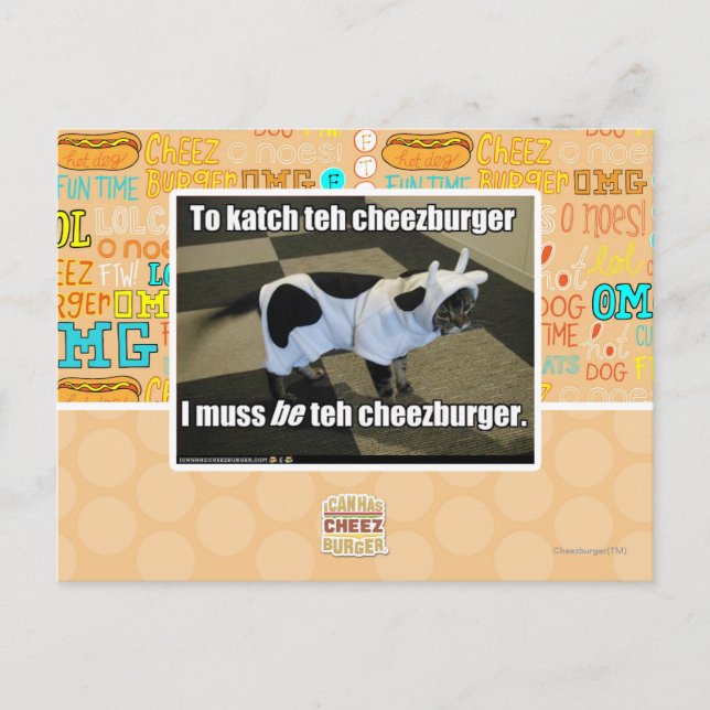 Cartão Postal Para chutar o cheezburger (Frente)