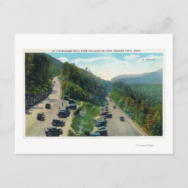 Cartão Postal Para cima da trilha do pino do cabelo, estacionado (Frente)