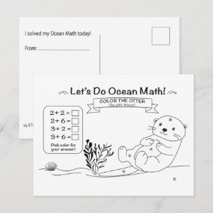 Cartão Postal para Colorir Matemática da Lontra