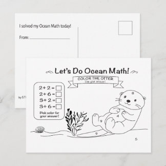 Cartão Postal para Colorir Matemática da Lontra