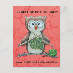 Cartão Postal Para Knit ou Não para Knit Owl