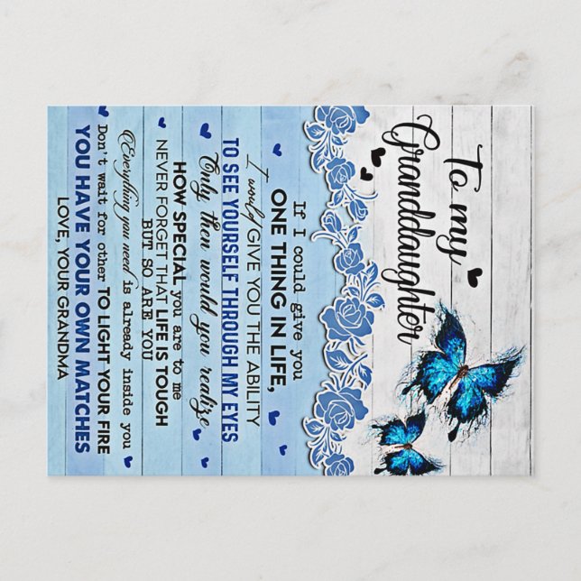 Cartão Postal Para Minha Filha Presente Borboleta, Aniversário d (Frente)