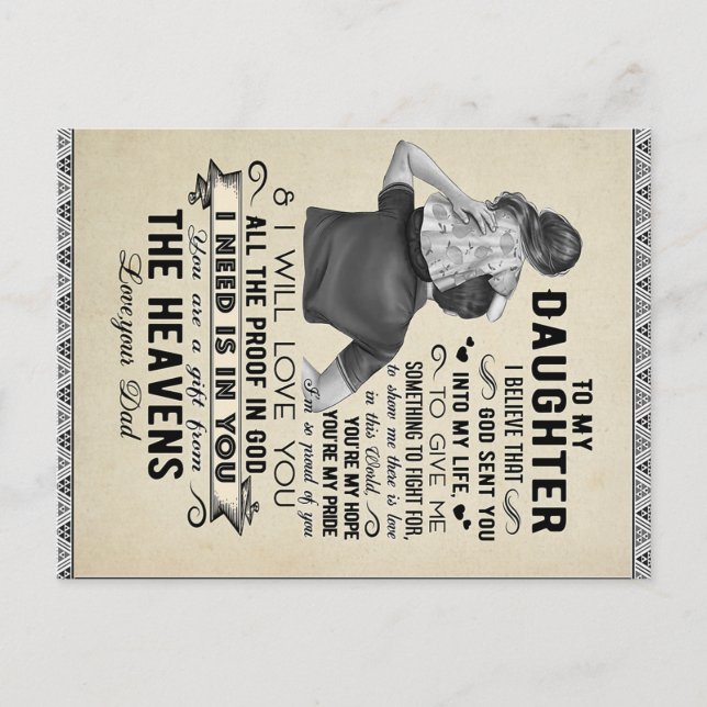 Cartão Postal Para Minha Filha, Presente De Aniversário Da Filha (Frente)