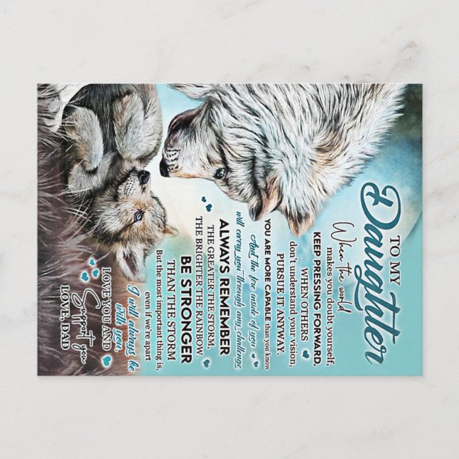 Cartão Postal Para Minha Filha Presente Família Leão, Aniversári (Frente)