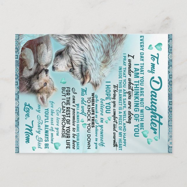 Cartão Postal Para Minha Filha Presente Família Leão, Aniversári (Frente)