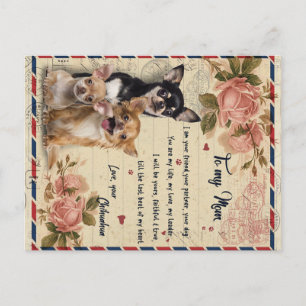 Cartão Postal Para minha tia presente de cachorro e flor, presen