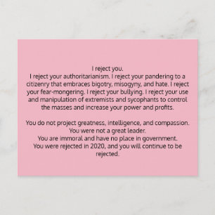 Cartão postal para o antigo Presidente Trump