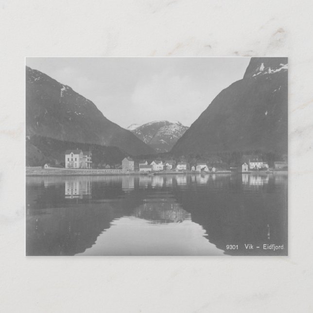 Cartão postal para o Eidfjord da Noruega Vik (Frente)