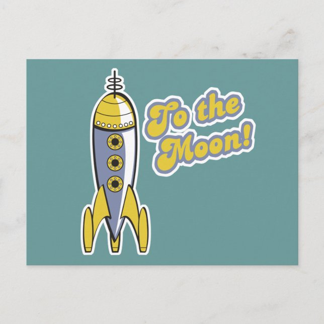Cartão Postal para o foguete espacial retrô da lua (Frente)