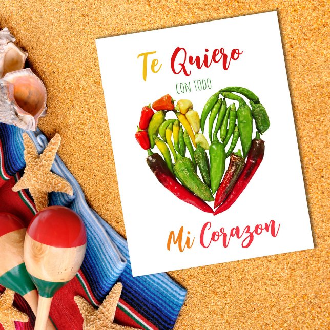 Cartão postal para o Namorados de pimenta Quiero C (te quiero con todo mi corazon)