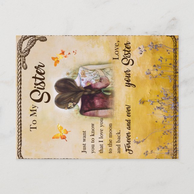 Cartão Postal Para o Presente da Minha Irmã,Amantes de Borboleta (Frente)