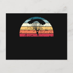 Cartão Postal Pára-quedismo retrô pôr do sol vintage para-quedis