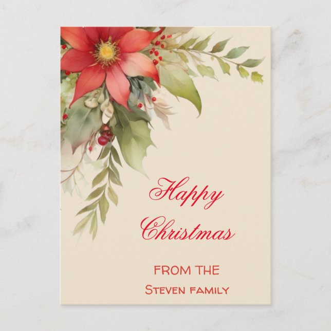 Cartão Postal para Rosas de Natal | seu nome (Frente)