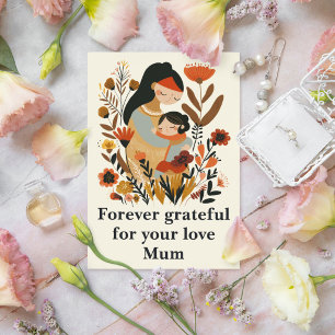 Cartão Postal Para Sempre Grata Mãe Amor Floral Filha